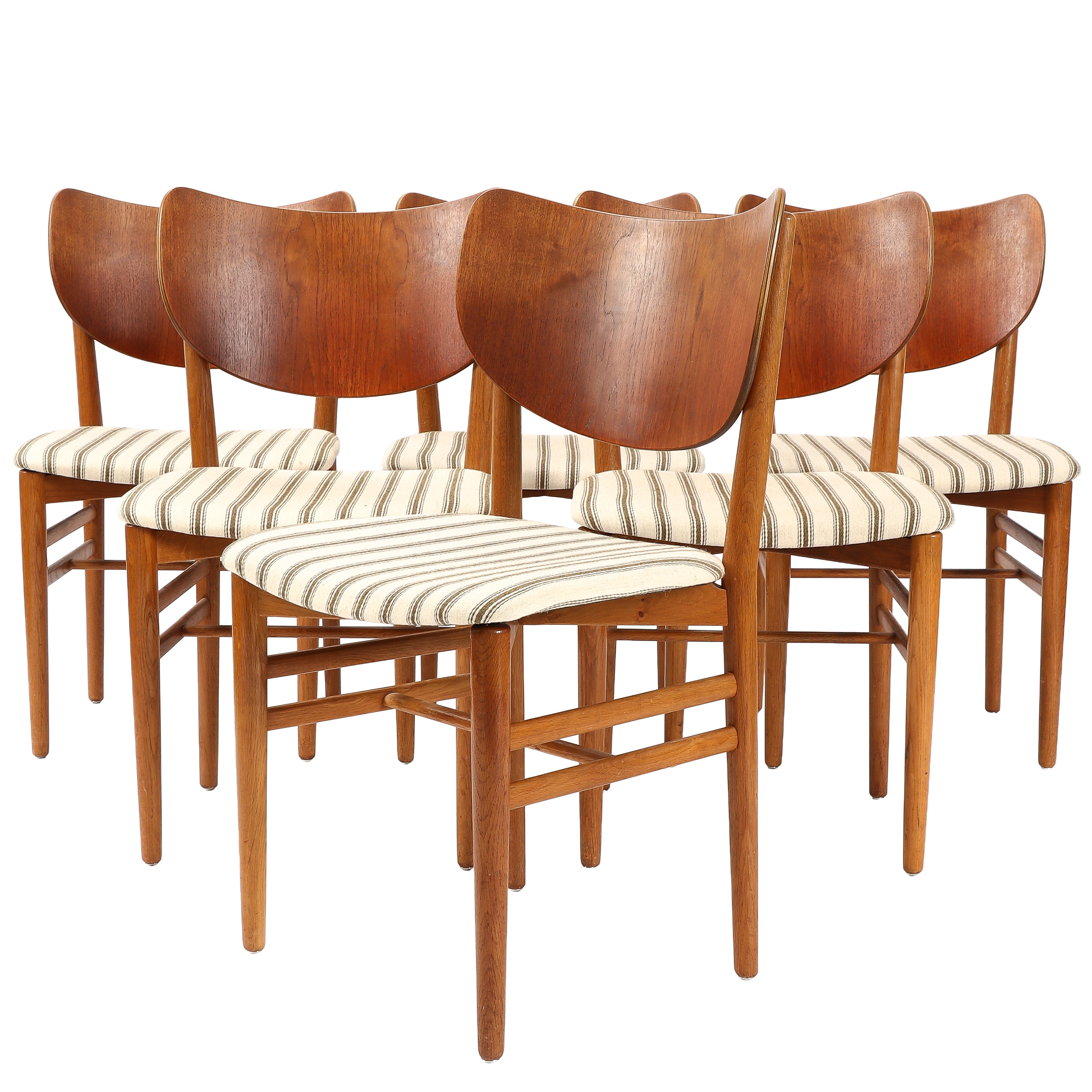 Danish furniture manufacturer: Set of six chairs in oak and teak, 1950/60s (6)