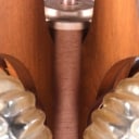 Electrofem Isz. Pendant from the 60s made of glass and teak wood