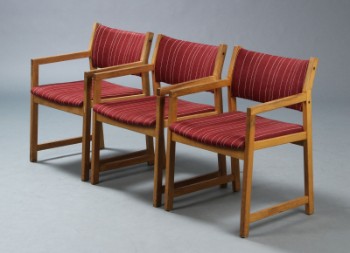 Slagelse Møbelværk. Tre armstole, egetræ (3)