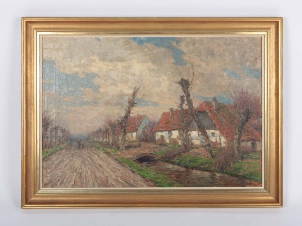 Jakob Jung, 'Dorfweg mit Figurenstaffage und Gebäuden', Ölgemälde Diese Ware steht erneut zur Auktion unter der Warennummer 

2940144