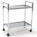 Steel and glass serving trolley, 1980s