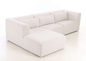 Living&more. 3 - pers. sofa med chaiselong, Model Karl - Hvid