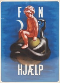 Aage Sikker Hansen (1897-1955): 'FN Hjælp'. Vintageposter, ca. 1950. Litografi i farver.