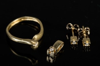 Samling smykker i guld med brillanter 4.1 gr.