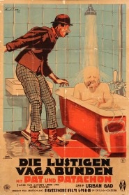 Tysk plakat for film med Fy & Bi, 'Die lustigen Vagabunden', ca. 1927