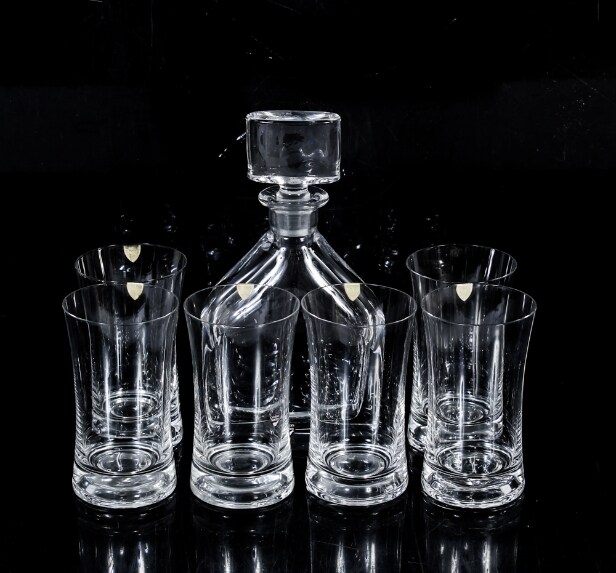 Karaff samt glas, Orrefors, bl.a. Ingeborg Lundin (7)