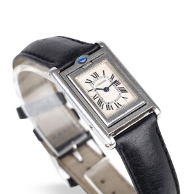 Cartier: Armbåndsur model 'Tank Basculante' af stål, ref.nr. 2386.