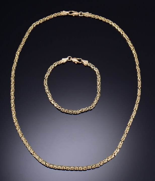 Kongekæde armbånd og halskæde af 14 kt (2)