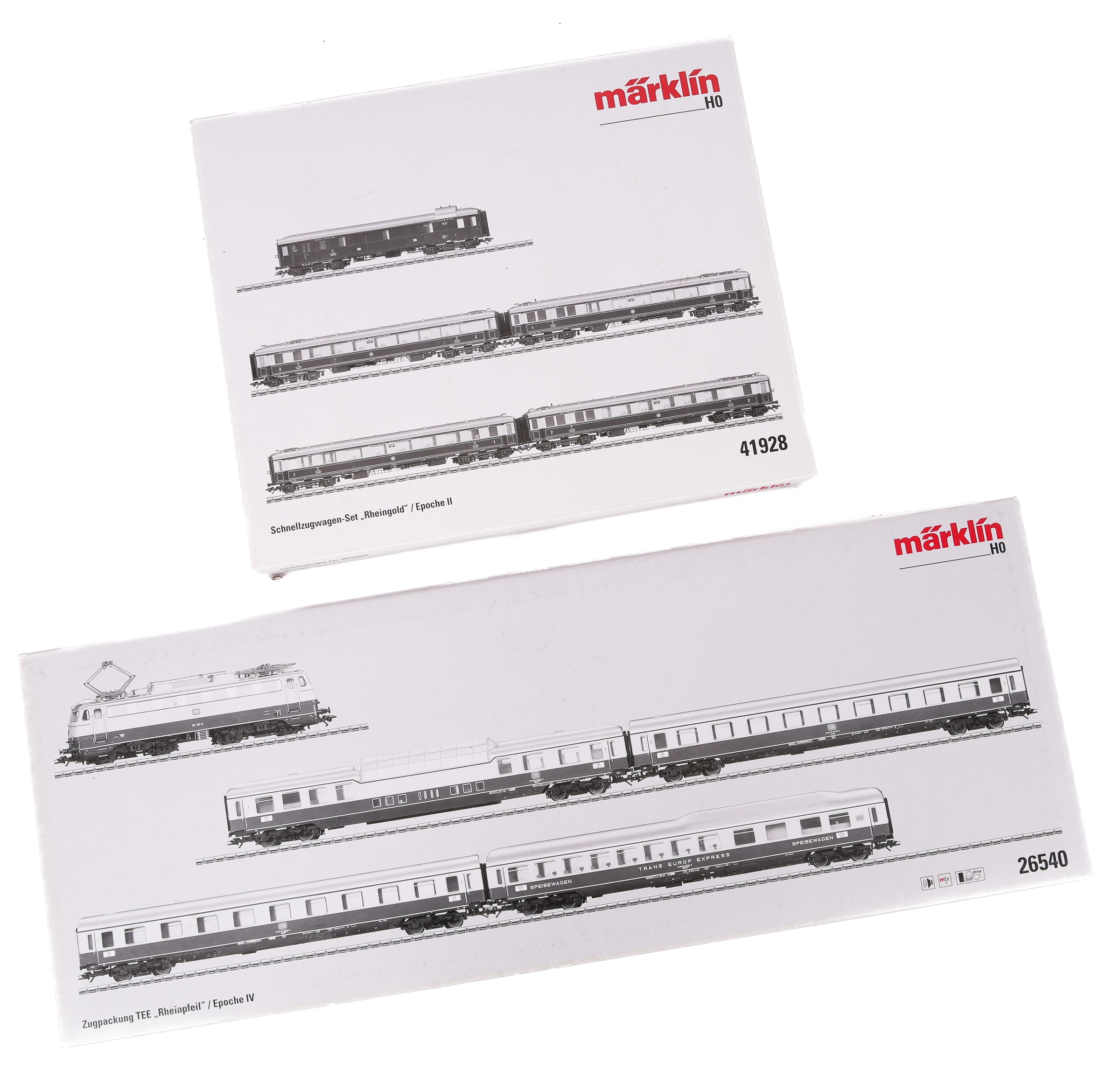 Märklin HO: Rheingold express train set 41928 og Rheinpfeil train set ...