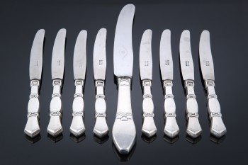 Danske sølvsmede. Skønvirkeknive med skafter af sølv, bl.a. Nr. 200 (9)