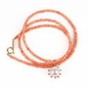 A coral necklace with an Akoya pearl and diamond pendant of 18k rose gold. (2)