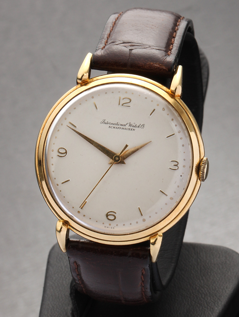 IWC Schaffhausen vintage men's watch, 18 kt. gold case, c. 1950-1955 ...