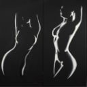 Unknown painter. Two compositions with nude women (2)