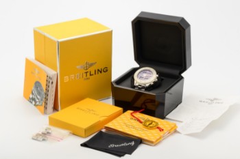 Breitling Chronometre B-1, herrearmbåndsur, rustfrit stål, m/ org. æsker m.m.