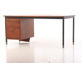 Freestanding teak / metal desk, 1960s-70s