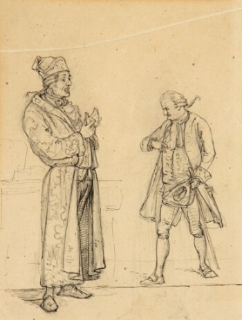 Wilhelm Marstrand. Karakterstudie til Holberg-figur, tegning