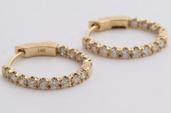 Pair of brilliant earrings in 14 kt gold 1.00 ct (2)