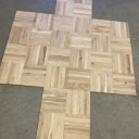 Massivt mosaik parket af ubehandlet egetræ. Square / firkantet mønster.
