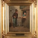C.A. Schleisner, olie på plade, Uden for snapseboden