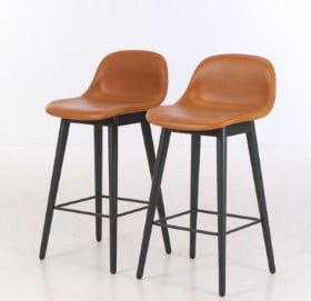 Iskos-Berlin for Muuto. Barstole - Model Fiber Bar Stool - Cognac læder (2)