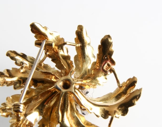 Blomsterbroche, 18 kt. guld