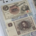 Collection of banknotes in folder, including Russia and France (142)