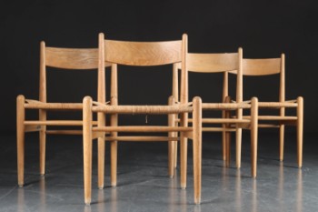 Hans J. Wegner. Fire spisestole, egetræ, model CH36 (4)