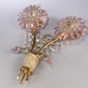 Christopher Palme for Palwa. A pair of crystal glass and brass wall lamps (2)