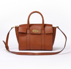 Mulberry. 'Small Bayswater' hånd-/ skuldertaske af cognacfarvet Heavy Grain læder