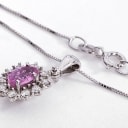 Sapphire and diamond rosette pendant with 18kt white gold chain (2)