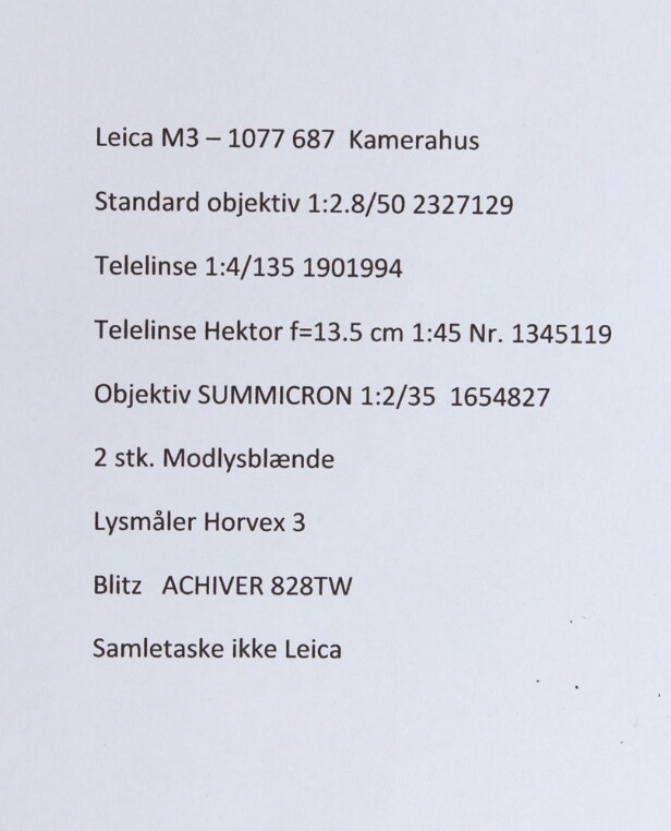 Leica M3 med tilbehør
