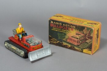 T.N. Japan Magic Action Bulldozer No 642, blik legetøj, i org. æske
