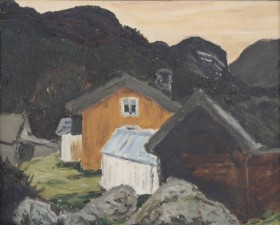 Harald Kihle (1905-1997) Norsk kunstner: Fjeldhytter i Norge.