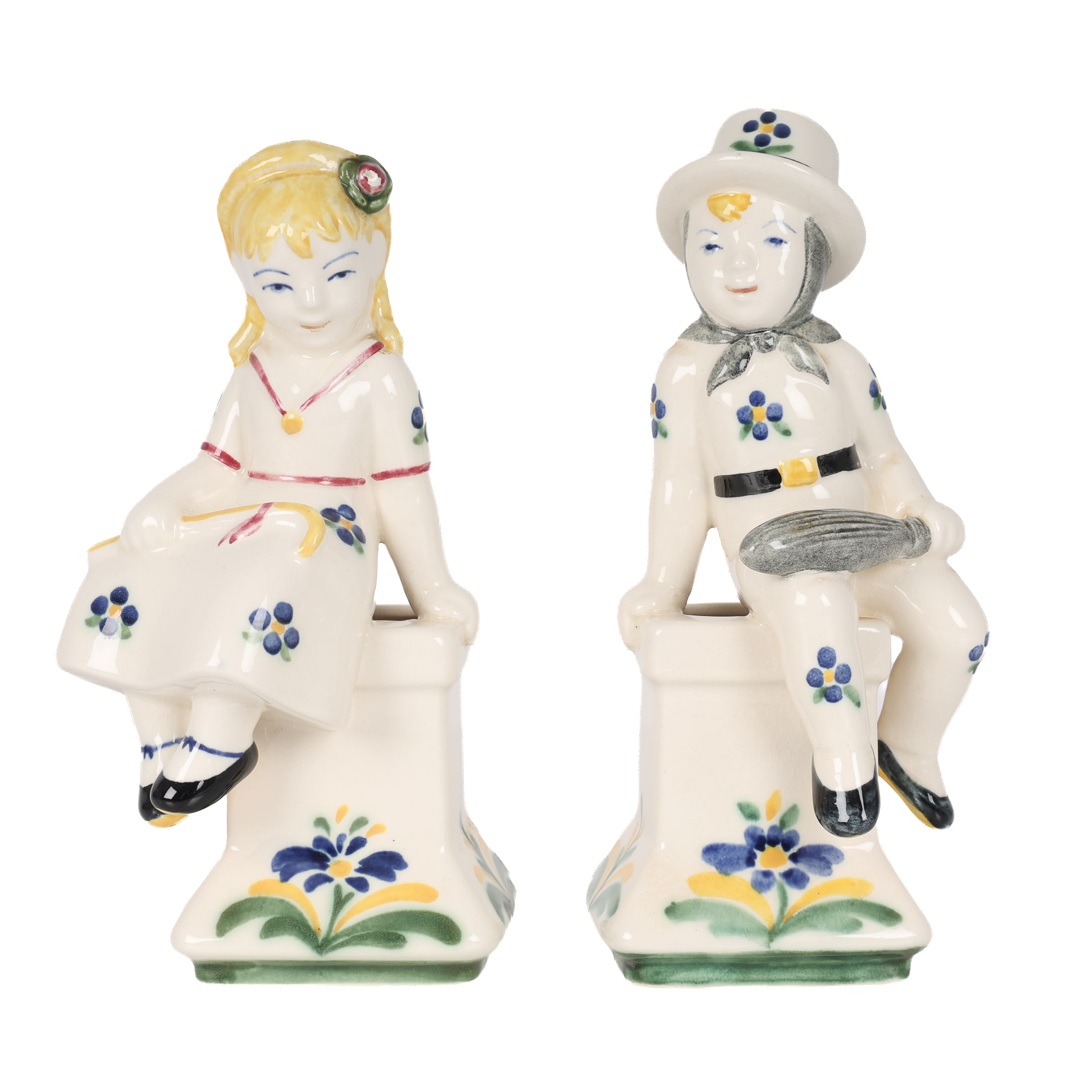 Aluminia: Children's Aid Day figures 'The Shepherdess' and 'The Chimney Sweep' (2)