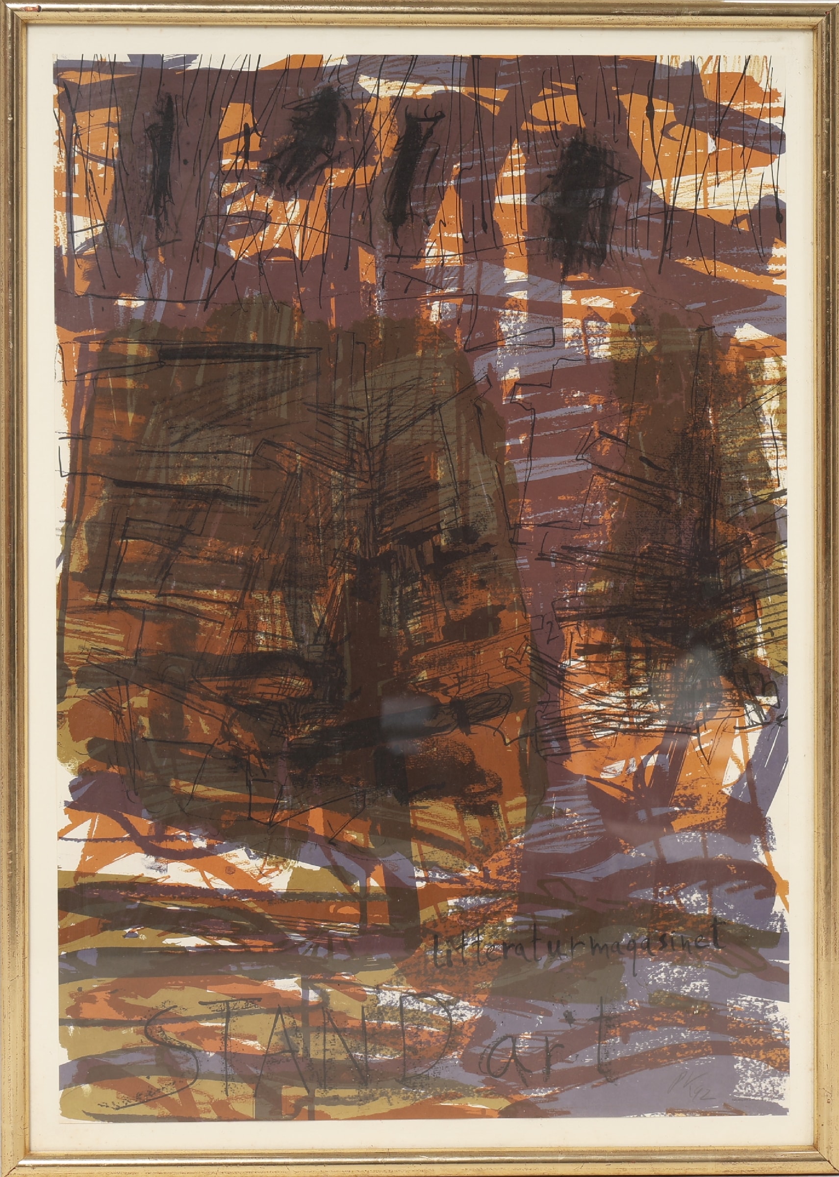 Per Kirkeby (1938-2018): Composition. Lithography published for the magazine 'Stand Art', 1992.