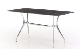 Table with chromed aluminum frame, 140 x 70 cm.