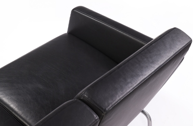 Johannes Foersom & Peter Hjort-Lorenzen. Three-seater sofa, black leather, model EJ 60/3