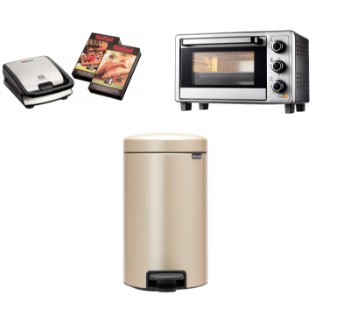 Tefal. 2-i-1 toaster og vaffeljern, Coop miniovn samt Brabantia pedalspand (3)