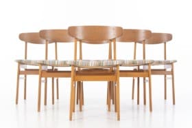 Dansk møbeldesign. Sæt på seks stole af teak / bøg, 1960-70'erne (6)