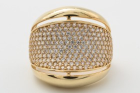 Ring with cubic zirconia, 8 kt. gold, size 54