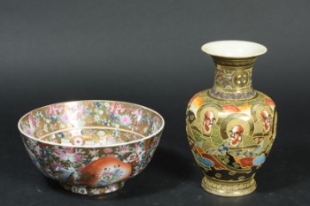 Kina / Japan, 20 årh. Vase & skål / bowle (2)