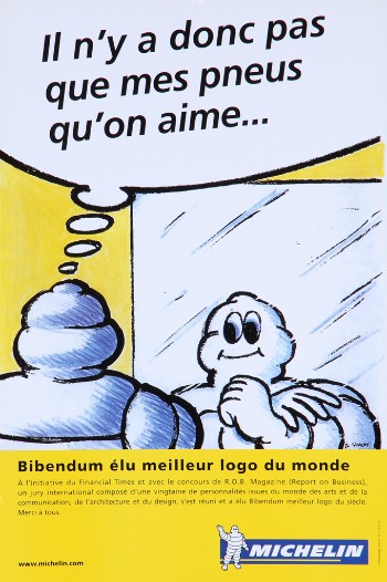Fransk plakat for Michelin, Bibendum élu meilleur logo du monde, 2000