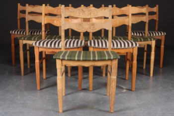 Henry Kjærnulf for EG Kvalitetsmøbel. Sæt på otte stole af egetræ, 1960-70erne (8)