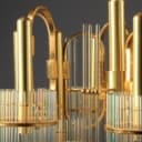 Gaetano Sciolari. Italian 9-arm chandelier from the 70s made of glass and brass
