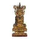 Buddha figur af forgyldt træ, Burma/Myanmar, 1900-tallet