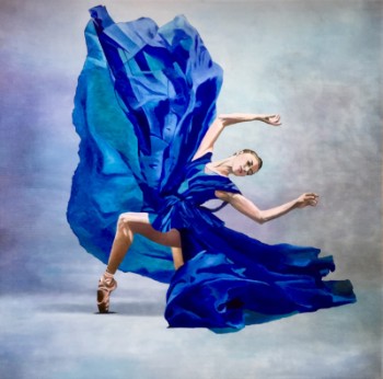 Leila Holberg. Blå ballet, 93 x 94 cm
