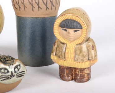 Lisa Larson for Gustavsberg. Figures and vase of glazed stoneware