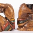 Pair of carved Balinese wooden figures (2)