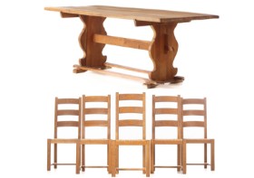 Danish furniture manufacturer. Dining table and chairs in Provencal style (6)