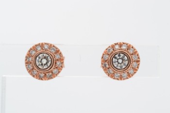 Kranz & Ziegler Couture ørestikker med brillanter, ca. 0.26 ct. 14 kt. rosa guld